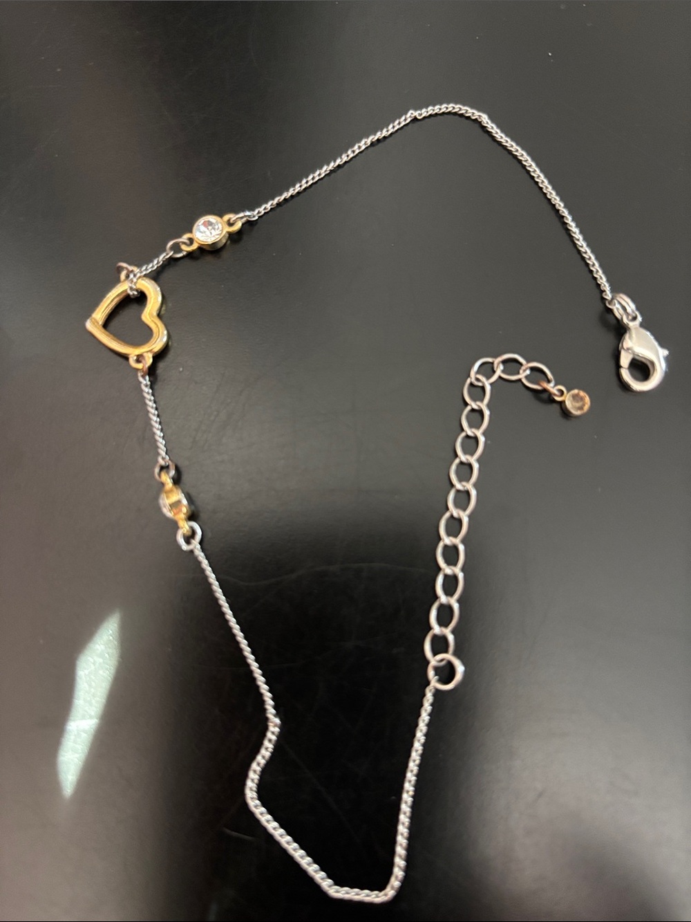 Delicate Two-Tone Heart anklet